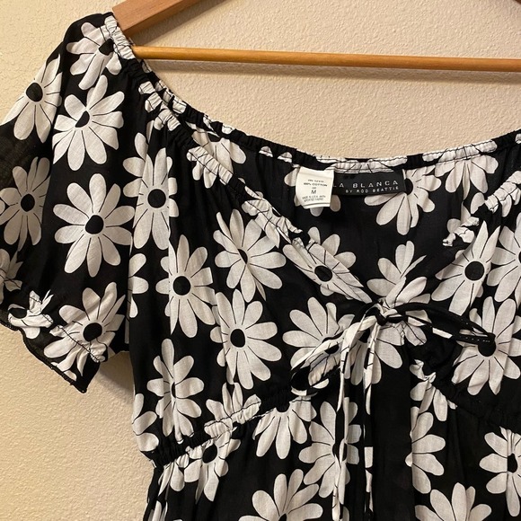 La Blanca Cotton Daisy Floral Ditsy Swim Cover Up Short Dress Women's M Boho - Picture 4 of 11